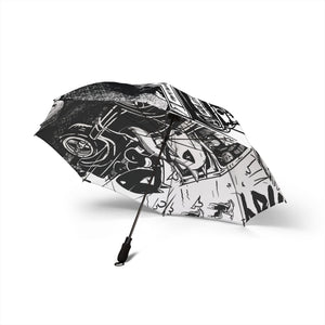 Stylish Graphic Umbrella | Foldable Rain Gear for Trendsetters, Unique Gift for Him and Her, Perfect for Stormy Days, Black and White Art