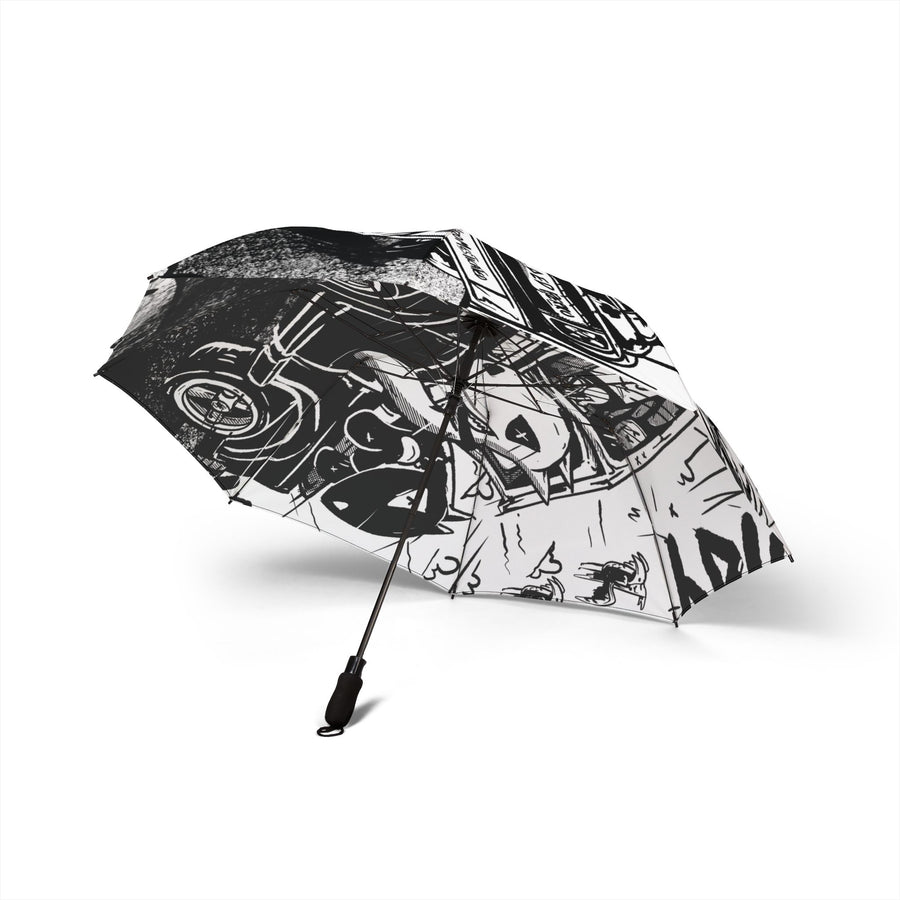 Stylish Graphic Umbrella | Foldable Rain Gear for Trendsetters, Unique Gift for Him and Her, Perfect for Stormy Days, Black and White Art